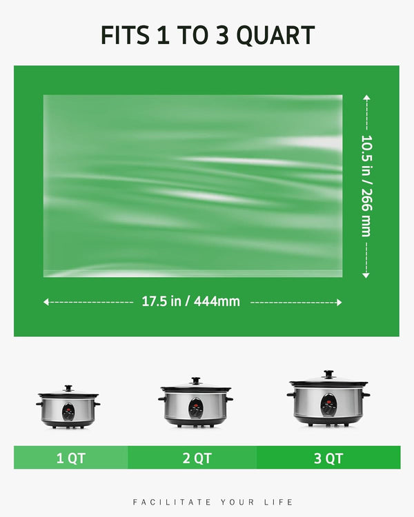 30 Slow Cooker Liners, Small Size 10.5"X 17.5" Fit 1QT to 3QT Pots | BPA Free, Heat-Resistant up to 400°F, Durable Nylon Blend, High Tenacity, 100% Leak-Proof, Disposable Liners, Easy Cleanup2