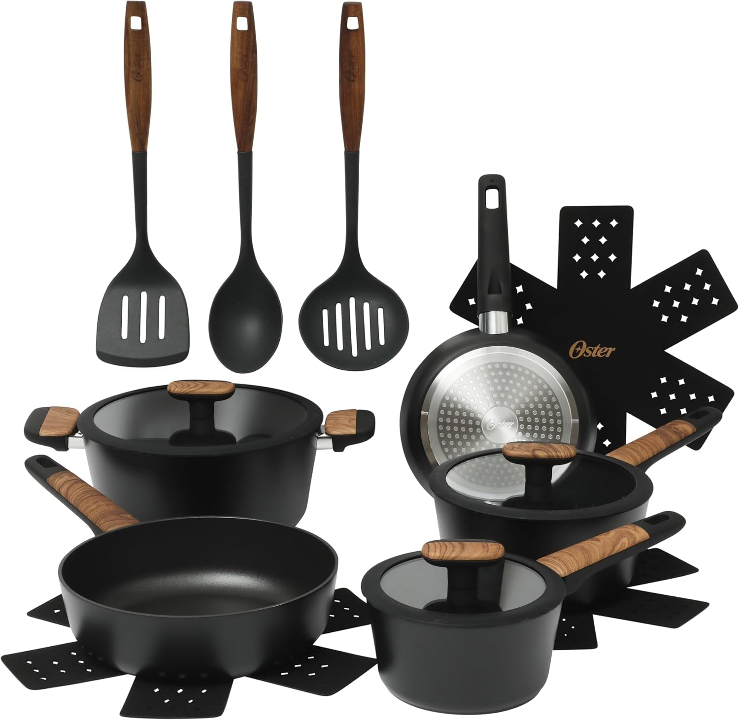 oster-platinum-oxburg-14-piece-forged-aluminum-pfa-free-non-toxic-premium-ceramic-non-stick-interior-cookware-kitchen-tools-set-black-w-wood-handles