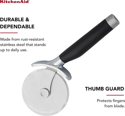 Kitchenaid Classic Pizza Wheel with Sharp Blade for Cutting through Crusts, Pies and More, Built in Finger Guard for Safety and Comfort Grip to Protect Fingers, Dishwasher Safe, 9-Inch, Black6