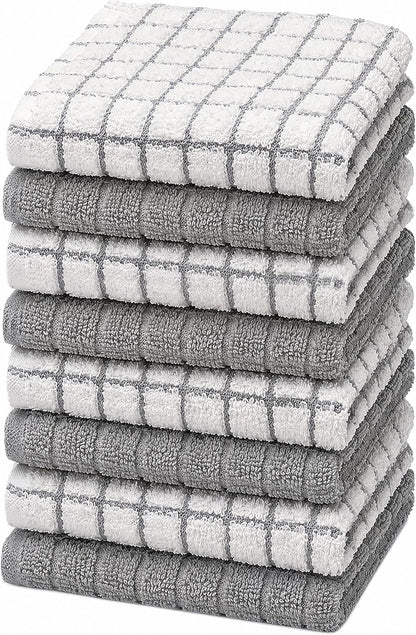 Bumble Dish Cloths (8-Pack), 100% Cotton Kitchen Towels, 12"X12" - Gray | 405 GSM | Soft, Highly Absorbent & Durable Dish Towels for Kitchen1