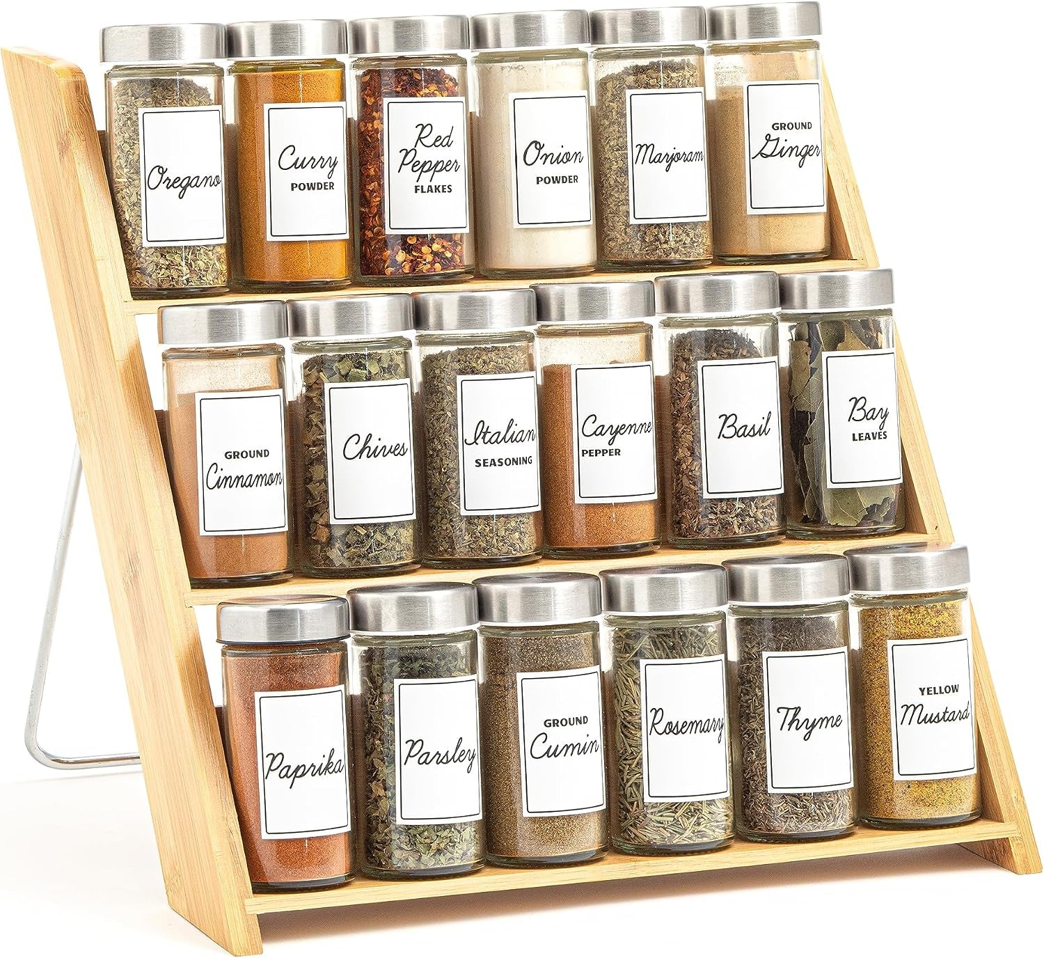 18-jar-bamboo-compact-spice-rack-with-spices-included-5-year-free-spice-refill-program-for-countertop-or-kitchen-drawer-with-glass-jars