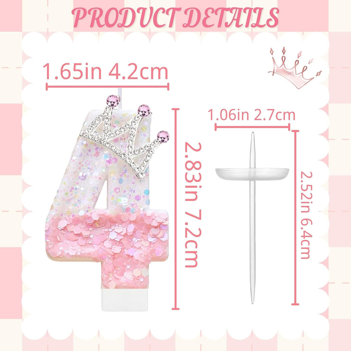 pink-birthday-number-4-candle-for-cake-pink-crown-cake-topper-princess-birthday-party-decorations-cupcake-topper-party-favors-decor-supplies