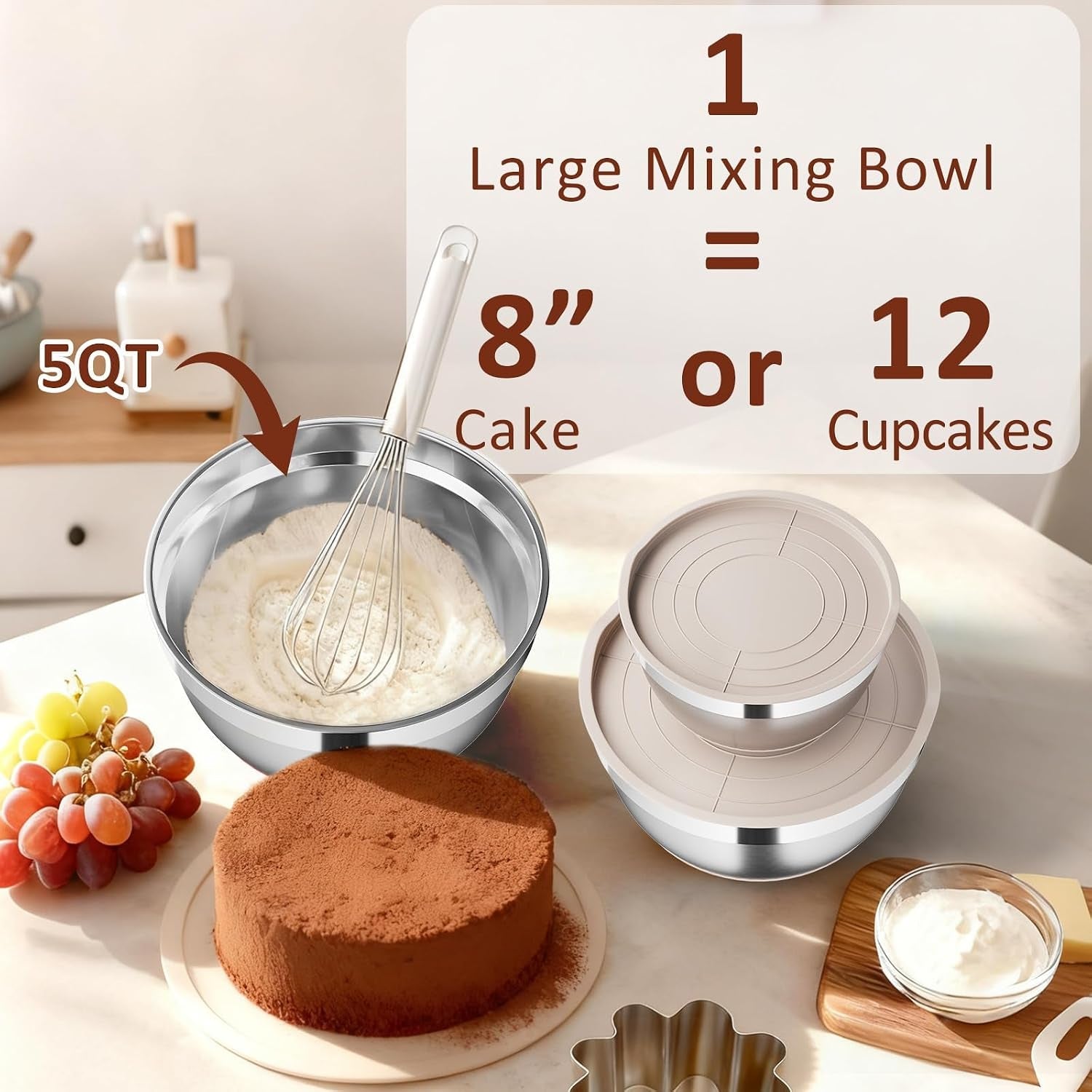 9-pack-mixing-bowls-with-airtight-lids-grater-attachments-khaki-stainless-steel-bowl-non-slip-bases-nesting-kitchen-bowl-size-5-4-3-2-1-5-1qt-for-food-prep-baking-storage-serving