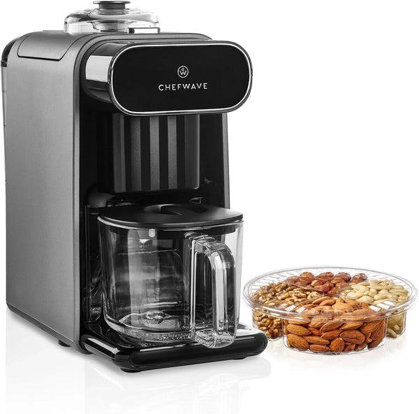 Milkmade Soy Milk Maker 6-In-1 Vegan Plant-Based Milk Machine with Auto Clean, and Delay Start, Almond, Oat, Soy, Cashew, Coconut, Macadamia Milk Maker with Nut Platter (Silver/Black) | Self-Cleaning Cycle, Delay Start, Glass Pitcher2