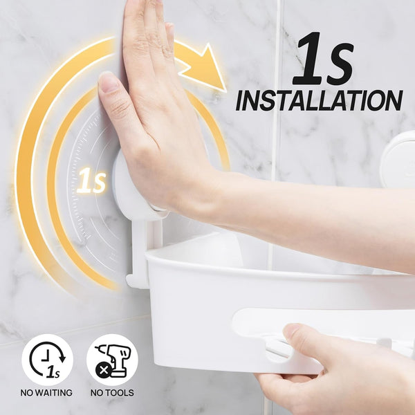 Corner Shower Caddy Suction Cup, Shower Shelves Suction Cup, White2