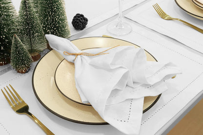 Hemstitch Cloth Napkins 18X18 in Set of 12 - White2
