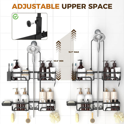 Split Shower Caddy Hanging for Handheld Showerheads, Black2