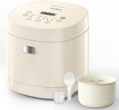 Rice Cooker Small, 3-Cup Uncooked (6-Cup Cooked), Compact Mini Rice Cooker Small Kitchen with Ceramic Coated Inner Pot, Rice Maker with 6 Menu Options, 12H Delay Timer, Low Temperature Cooking1