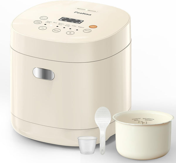 Rice Cooker Small, 3-Cup Uncooked (6-Cup Cooked), Compact Mini Rice Cooker Small Kitchen with Ceramic Coated Inner Pot, Rice Maker with 6 Menu Options, 12H Delay Timer, Low Temperature Cooking1