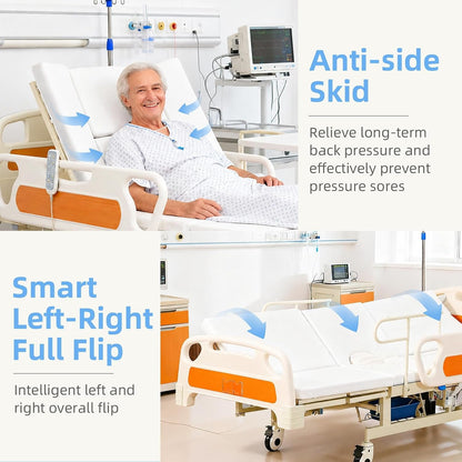 Upgrade 5 Function Full Electric Hospital Bed, Medical Bed with Lateral Tilting for Home Use, Adjustable Hospital Bed with Mattress, Locking Casters, IV Pole3