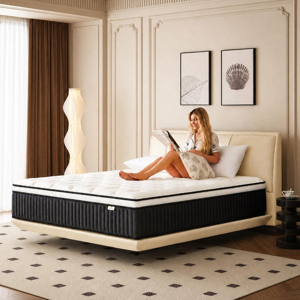 Queen Mattress, 12 Inch Hybrid Queen Mattress in a Box, Medium Firm Memory Foam Mattress, with Individual Pocket Springs, Upgrade Zoned Support, Motion Isolation&Pressure Relief, Certipur-Us1