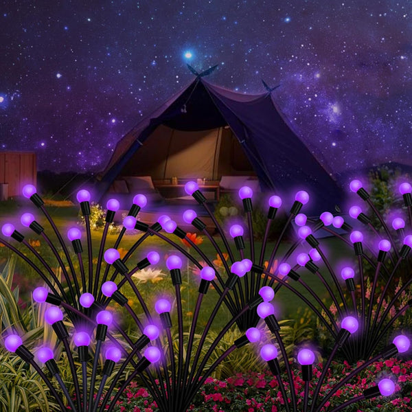 Solar Garden Lights Outdoor, 2 Pack 16 LED Solar Purple Firefly Lights Waterproof, Starburst Wind Swaying Light for outside Yard Patio Planter Flower Bed Walkway Halloween Christmas Decoration5