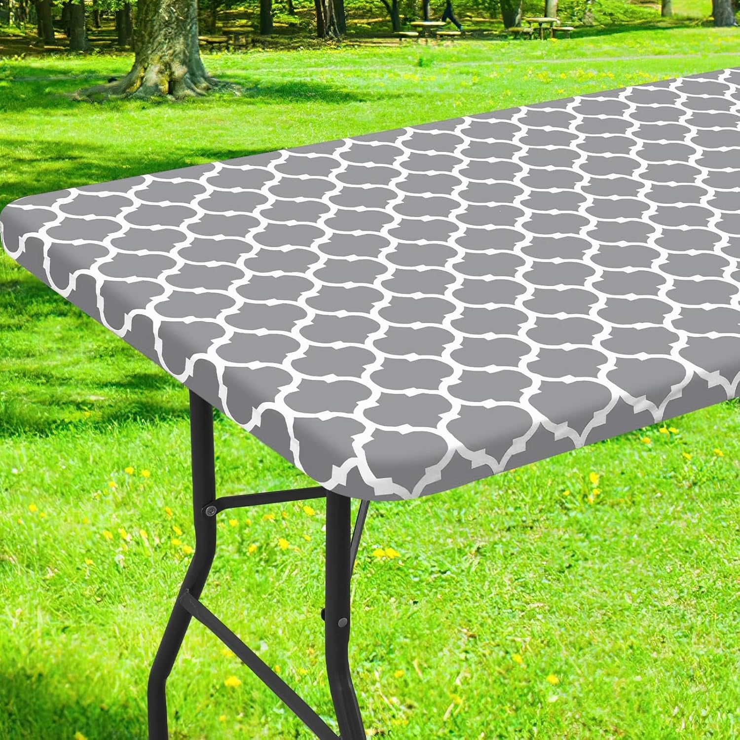 picnic-fitted-table-cover-6-foot-flannel-backed-vinyl-tablecloth-waterproof-elastic-stretch-table-cloth-wipeable-plastic-tablecloth-for-camping-indoor-outdoor-grey-30-x-72