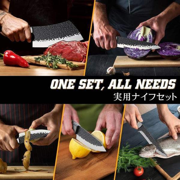 7 PCS Butcher Knife Set for Meat Cutting with Roll Bag, Gifts for Men4