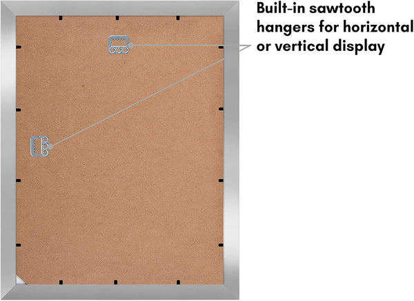 11X14 Picture Frame with Shatter-Resistant Glass - Use as 8X10 Frame with Mat or Display 11X14 Photo without Mat - Signature Collection - Picture Frames for Wall Display - Silver5