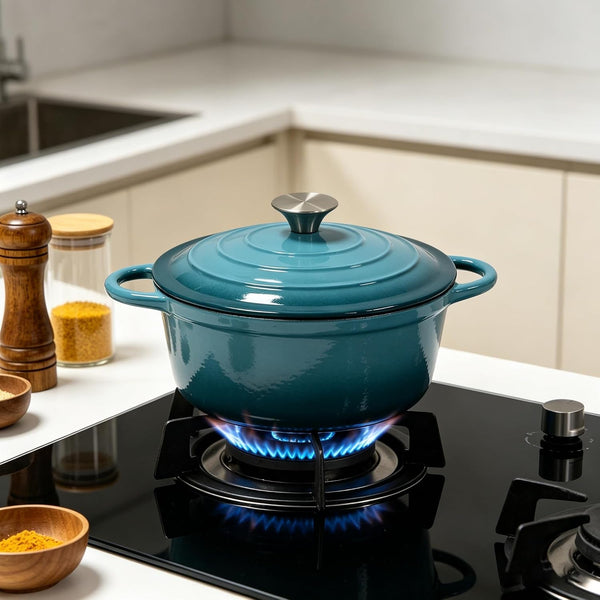 Enameled Cast Iron Dutch Oven, Non Stick Casserole Pot with Lid (Peacock Blue, 4.5 Quarts)2