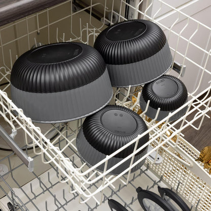 Dora Plastic Mixing Bowls with Lids, 8-Piece Airtight Leak-Proof Nesting Bpa-Free Prep Bowl Set for Kitchen & Food Storage, Large 4200Ml Capacity, Microwave & Dishwasher Safe(Black)7