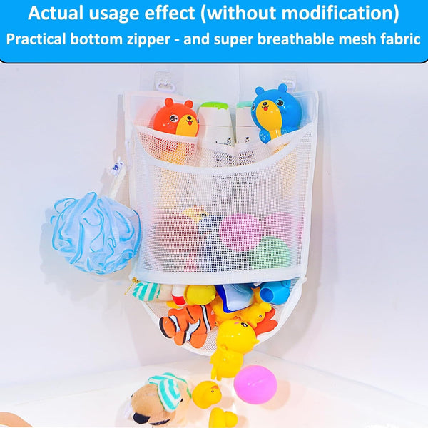 Bath Toy Organizer, Large Capacity Corner Hanging with Mesh Bath Toy Storage, Quick Drying3