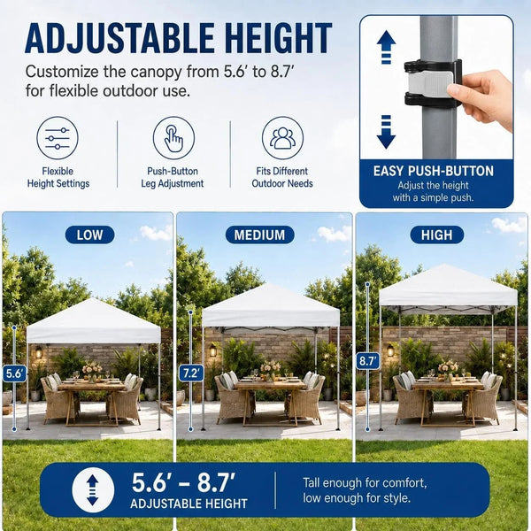Yaheetech 10X10 Pop up Canopy Tent 1-Button One Person Quick Setup, White | Portable Easy Set-Up Commercial Gazebo Equipped with Wheeled Bag & 4 Sandbags, Fit for Home Party and Outdoor Events5