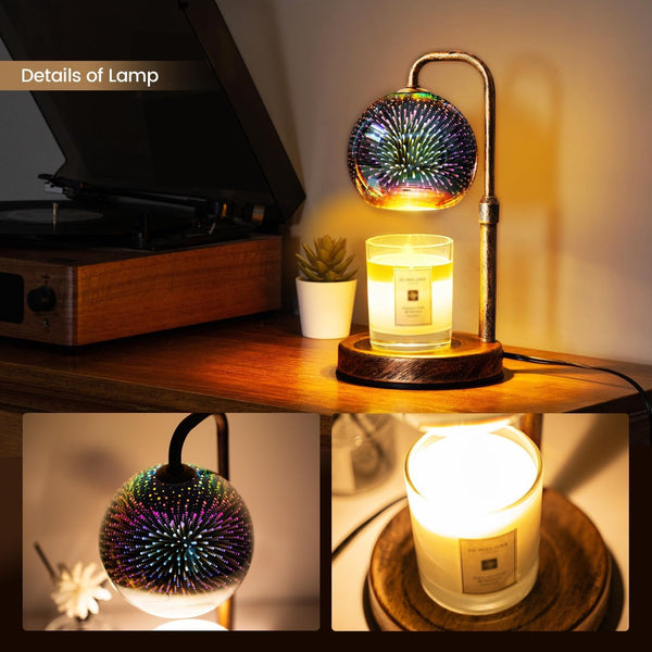 Candle Warmer Lamp with Timer, Dimmable, Adjustable Retro 2 Bulbs8