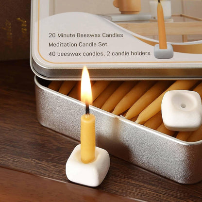 20 Minute Mini Candles Set,2.6 Inch Small Bees Wax Taper Meditation Candles 40Pcs,Candles Smokeless,Dripless for Home,Womens Gifts Yogas-Yellow6