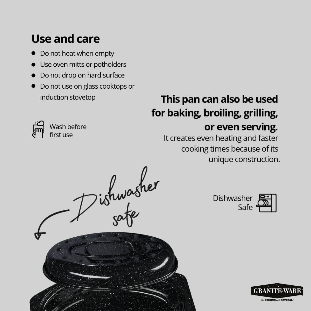 13-oval-roaster-with-lid-enameled-steel-oven-safe-to-932-f-ideal-for-roasting-baking-sourdough-bread-self-basting-cover-dishwasher-safe-7-lb-capacity-oval-roaster-capacity-roasts-up-to-7-lb-poultry-or-meat-covered-cooking-for-larger-meals-speckled-black-steel-construction