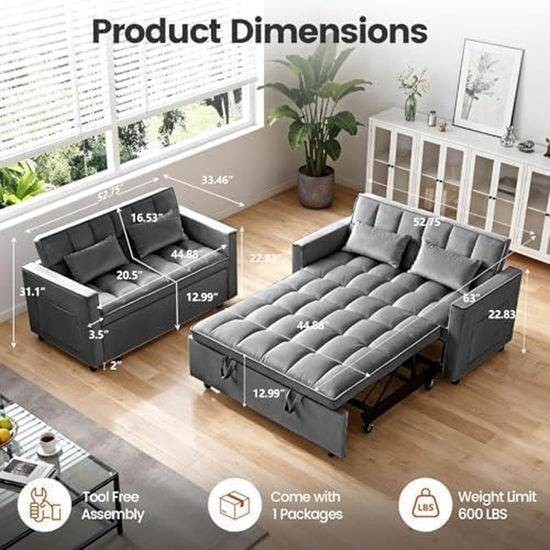 sleeper-sofa-bed-with-adjustable-backrest-side-pockets-gray
