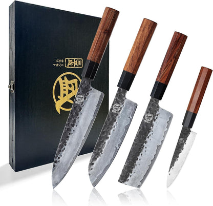 4-Piece Japanese Chef Knife Set, San-Mai 9Cr18Mov1