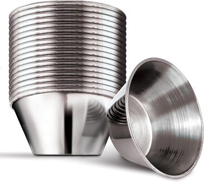1.5 Oz Stainless Steel Condiment Cups (12 Pack), Individual Portion Dipping Sauce Cups, Small Metal Ramekins for Ketchup, Marinara, BBQ Sauce, and More! Reusable Condiment Cups for Restaurants1