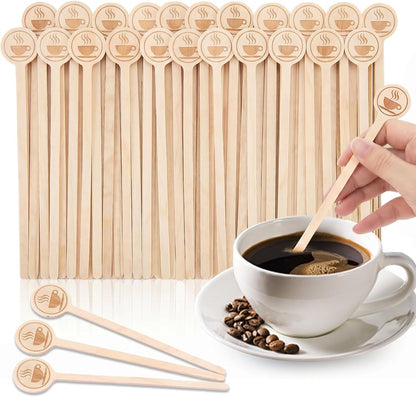 100Pcs Coffee Stirrers-5.9 Inch Natural Wooden Stir Sticks with round Ends, Disposable Biodegradable Cafe Grade Coffee Stir Sticks Wood Beverage Mixer for Coffee Cocktails Milk Tea | Natural Disposable Biodegradable Cafe Grade Coffee Stir Sticks1