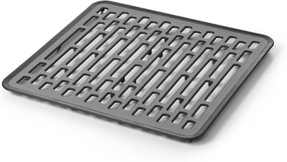 OXO Good Grips Small Kitchen Sink Mat with Drain Holes, Silicone Sink Mat | Non-Slip Rubber Sink Bottom Mat, Protects Dishes and Sink, Kitchen Sink Protector, Drain Holes, Gray1