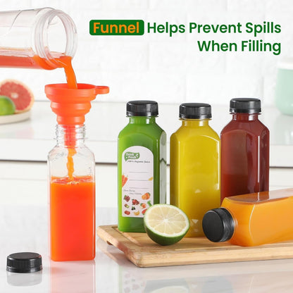 24 PACK, 12 OZ Reusable Thicker Plastic Juice Bottles with Caps, Leakproof6