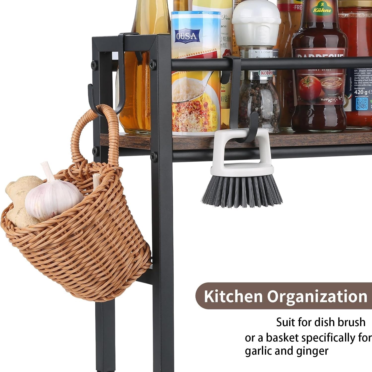 spice-rack-shelf-for-kitchen-stove-over-the-stove-shelf-with-4-hooks-extra-storage-countertop-rustic-wood-solid-metal-commbined-stove-shelf-for-storage-seasoning-easy-to-assemble