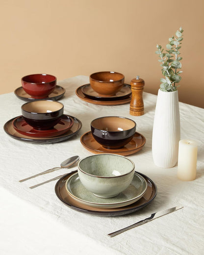 Ceramic Dinnerware Sets for 4, 12Pcs Plates and Bowls Sets Dish Set7