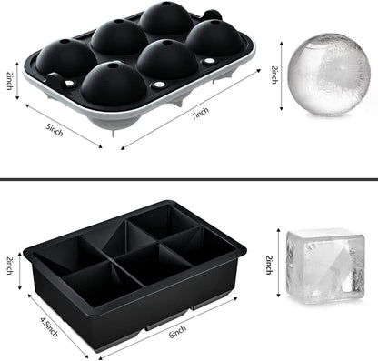 2 Pack Ice Cube Tray, 2" Sphere Ice Ball Mold with Lid & Large Square Maker | Perfect for Whiskey, Cocktails, Bourbon, and Homemade Drinks, Creating Slow-Melting Ice That Keeps Beverages Chilled Longer5