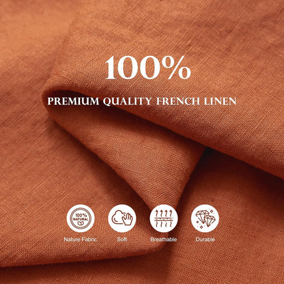 100% Pure French Linen Tablecloth(Caramel, Square-55X55 Inch)3