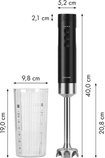 Xtend Immersion Blender Starter Set – 3-Speed Cordless Hand Blender with Battery Pack, Compact Charger, and Beaker – Powerful, Quiet, Energy-Efficient – USB-C Power Bank and LED Display3