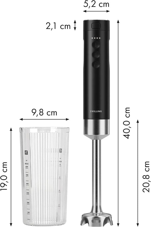 Xtend Immersion Blender Starter Set – 3-Speed Cordless Hand Blender with Battery Pack, Compact Charger, and Beaker – Powerful, Quiet, Energy-Efficient – USB-C Power Bank and LED Display3