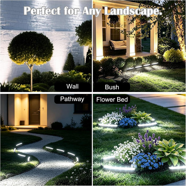Solar Tree Lights Cool White 6000K, 360° Ring Uplight, Ground Stake, 3 Dimming, Auto On/Off, IP44 Waterproof, Solar Landscape Light, Adjustable Inner Diameter for Garden Palm Patio Decor6