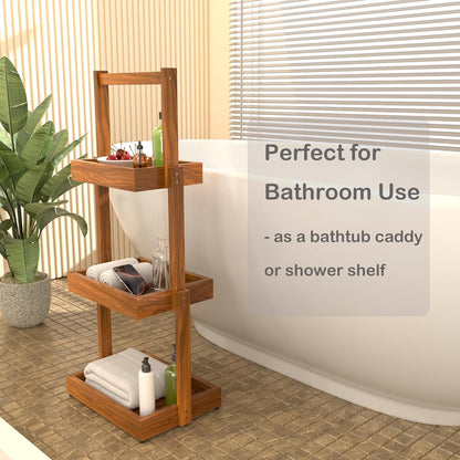 Teak Shower Shelf Bathroom Organizer - 3 Tier4