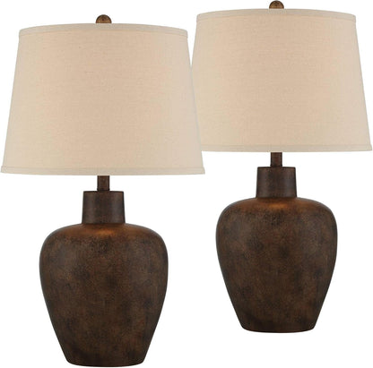 Glenn 27" Tall Table Lamps Set of 2 Terra Cotta Farmhouse Southwest Rustic2