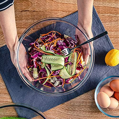 4 Packs Glass Mixing Bowls with Lids Set, 0.8/1.7/2.9/4.8 Qt | Glass Bowl Set, Nesting Bowls for Meal Prep, Food Storage, Bowls for Cooking, Baking, BPA Free8
