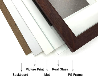 5X7 Walnut Picture Frame Set of 3 with Real Glass for Pictures 4X6 with Mat or 5X7 without Mat, Wall or Tabletop Gallery Photo Frames7