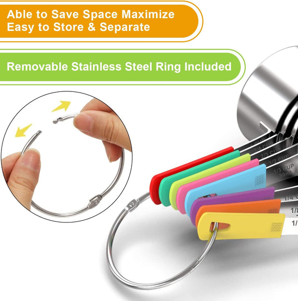 Stainless Steel 8-Piece Measuring Cups Set with Silicone Handle5