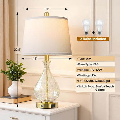 Bedside Lamps Set of 2, Modern Glass Table Lamps for Living Room4