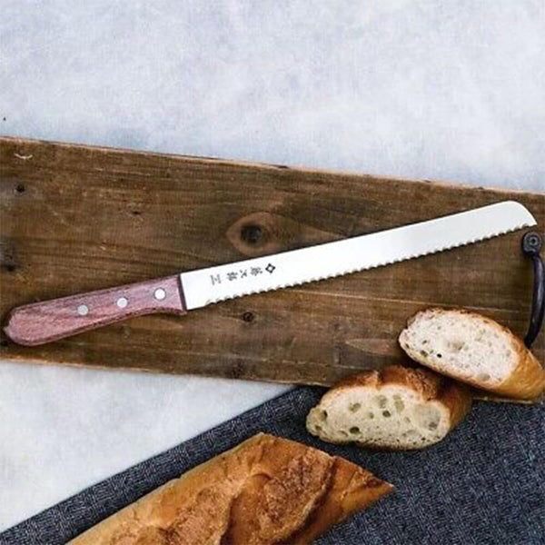 Japan Hand Made Bread Knife Slicer Cutter, 14.75", Stainless and Wood - Reinforced Laminated Material5