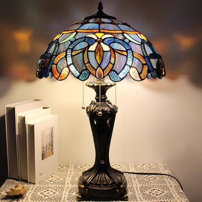 Table Lamp Base Replacement Only (L (W 8 H 24 Inch)) | Fit for 12, 14, 16, 18 Inch Tiffany Style Stained Glass Lampshade, Dark Bronze Finish, Resin, Pull Chain Switch5
