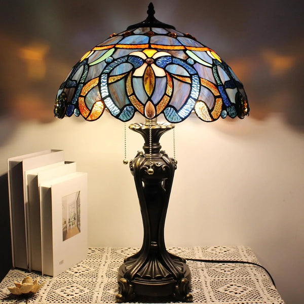 Table Lamp Base Replacement Only (L (W 8 H 24 Inch)) | Fit for 12, 14, 16, 18 Inch Tiffany Style Stained Glass Lampshade, Dark Bronze Finish, Resin, Pull Chain Switch5