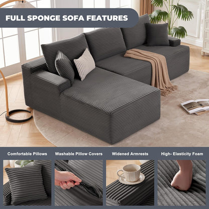 Cloud Sectional Sofa, Boneless Couch for Living Room, Dark Grey4