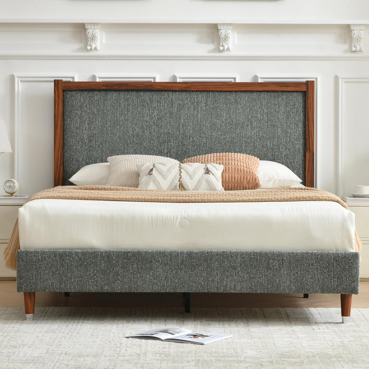 queen-size-upholstered-platform-bed-frame-with-wood-trim-headboard